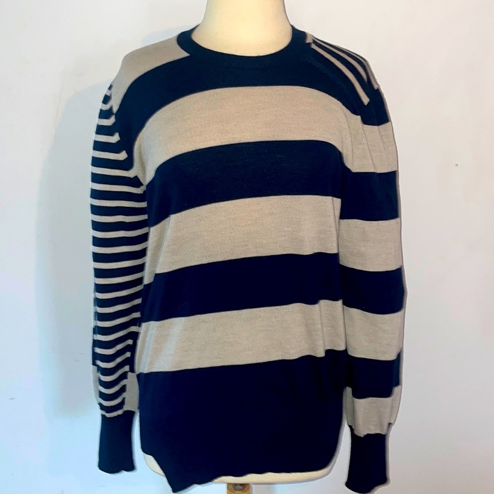 Alexander McQueen crewneck sweatshirt, Navy Blue Cream XL